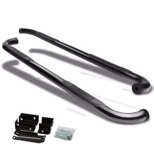 (90 Bend End Black) Running Board Nerf Bar For 07-18 Silverado Sierra 1500/07-19 2500 3500 HD [Extended Cab]