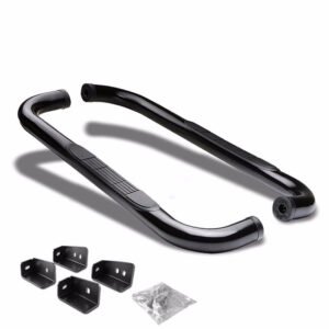 (90 Bend End Black) Running Board Nerf Bar For 99-19 Silverado/Sierra [Standard Cab]