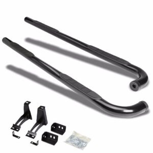 (90 Bend End Black) Running Board Nerf Bar For 00-14 Chevrolet Tahoe/00-14 GMC Yukon/02-14 Cadillac Escalade (GMT800, GMT900)