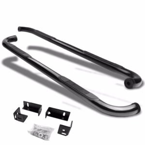 (90 Bend End Black) Running Board Nerf Bar For 04-12 Chevrolet Colorado/GMC Canyon/06 Isuzu i-350/07-08 i-370 [Crew Cab]