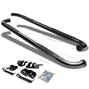 (90 Bend End Black) Running Board Nerf Bar For 09-18 Ram 1500 2500 3500/19+ Ram 1500 Classic [Crew Cab]