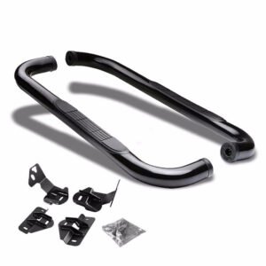 (90 Bend End Black) Running Board Nerf Bar For 04-14 Ford F-150 (P221 11th, P415 12th Gen) [Standard Cab]