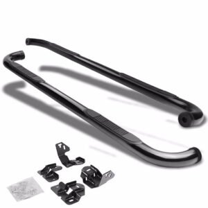 (90 Bend End Black) Running Board Nerf Bar For 09-14 Ford F-150 (P415 12th Gen) [Crew Cab]