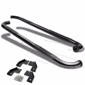 (90 Bend End Black) Running Board Nerf Bar For 99-16 Ford F-250/350/450/550 Super Duty (PHN131) [Extended Cab]