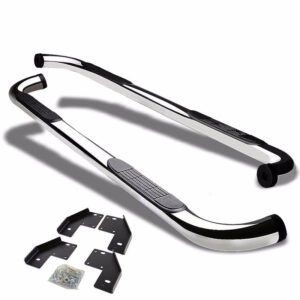 (90 Bend End Metal) Running Board Nerf Bar For 99-16 Ford F-250/350/450/550 Super Duty (PHN131) [Crew Cab]