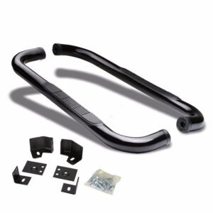 (90 Bend End Black) Running Board Nerf Bar For 87-06 Jeep Wrangler (YJ TJ)