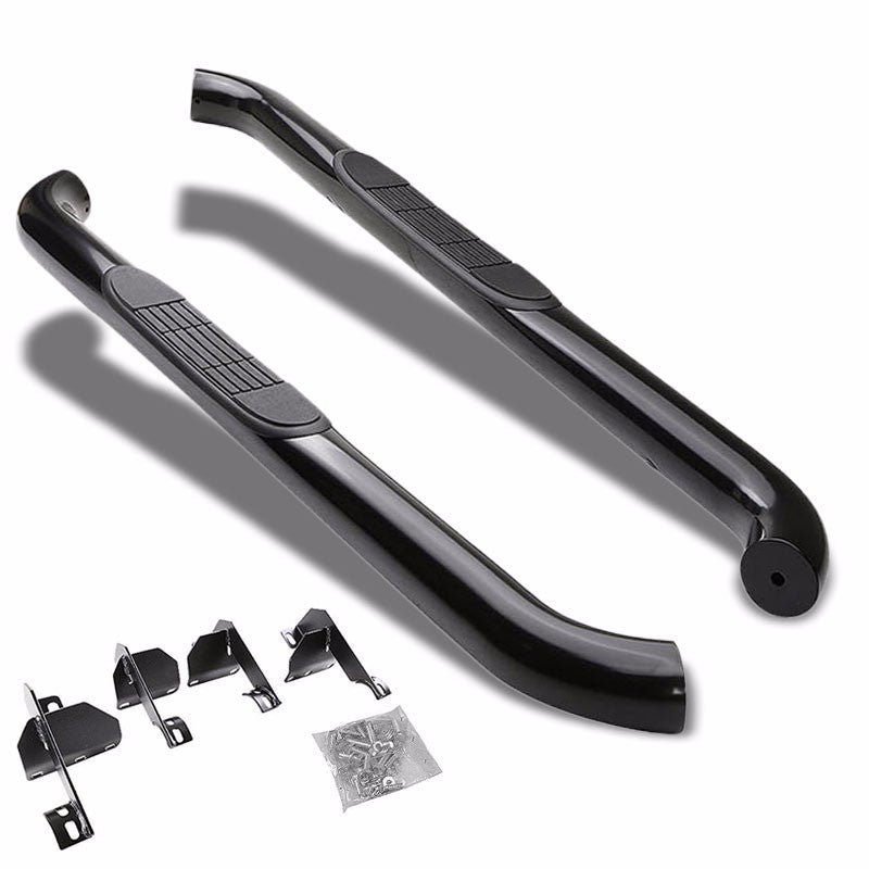 (90 Bend End Black) Running Board Nerf Bar For 07-18 Jeep Wrangler 2-Door (JK)