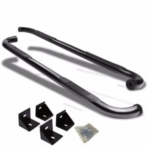 (90 Bend End Black) Running Board Nerf Bar For 07-18 Jeep Wrangler 4-Door (JK)
