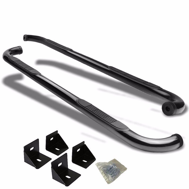 (90 Bend End Black) Running Board Nerf Bar For 07-18 Jeep Wrangler 4-Door (JK)