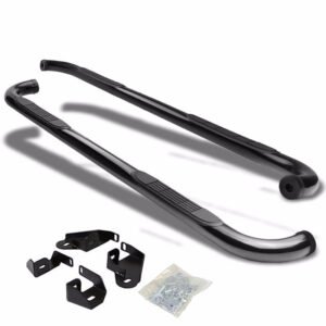 (90 Bend End Black) Running Board Nerf Bar For 01-04 Toyota Tacoma [Crew Cab]