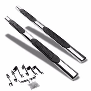 (Straight Design Metal) Running Board Nerf Bar For 99-14 Chevrolet Silverado/GMC Sierra GMT800 GMT900 [Crew Cab]
