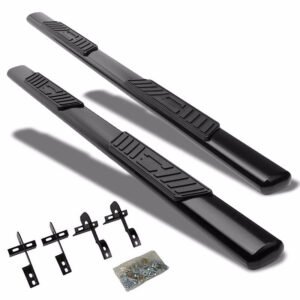 (Straight Oval Black) Running Board Nerf Bar For 04-08 Ford F-150 (P221)/06-08 Lincoln Mark LT [Crew Cab]