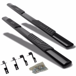 (Straight Oval Black) Running Board Nerf Bar For 99-16 Ford F-250/350/450/550 Super Duty (PHN131) [Extended Cab]