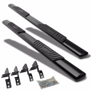 (Straight Oval Black) Running Board Nerf Bar For 99-16 Ford F-250/350/450/550 Super Duty (PHN131) [Crew Cab]