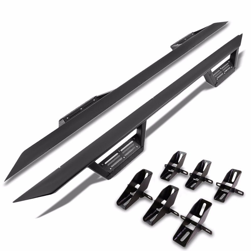 (Step-Down Black) Running Board Nerf Bar For 07-18 Jeep Wrangler 4-Door (JK)