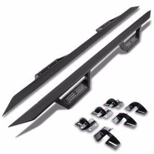 (Step-Down Black) Running Board Nerf Bar For Ford 15+ F-150 / 17+ F-250 F-350 Super Duty [Crew Cab]