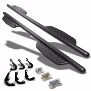 (Straight Sidestep Black) Running Board Nerf Bar For 07-18 Silverado Sierra 1500/07-19 2500 3500 HD [Crew Cab]
