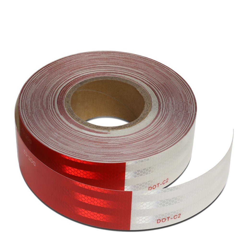 2″ Width / 150 Feet Red/White Reflective DOT-C2 Safety Tape Film Truck Trailer