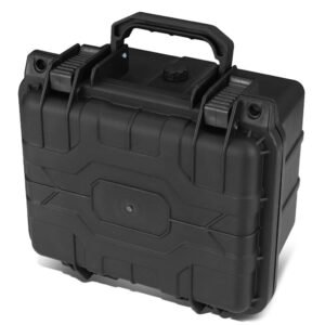 Black Heavy Duty IP65 Rated Water/Dust Proof Storage Case with Foam Insert 9.5″ x 7.5″ x 5.5″
