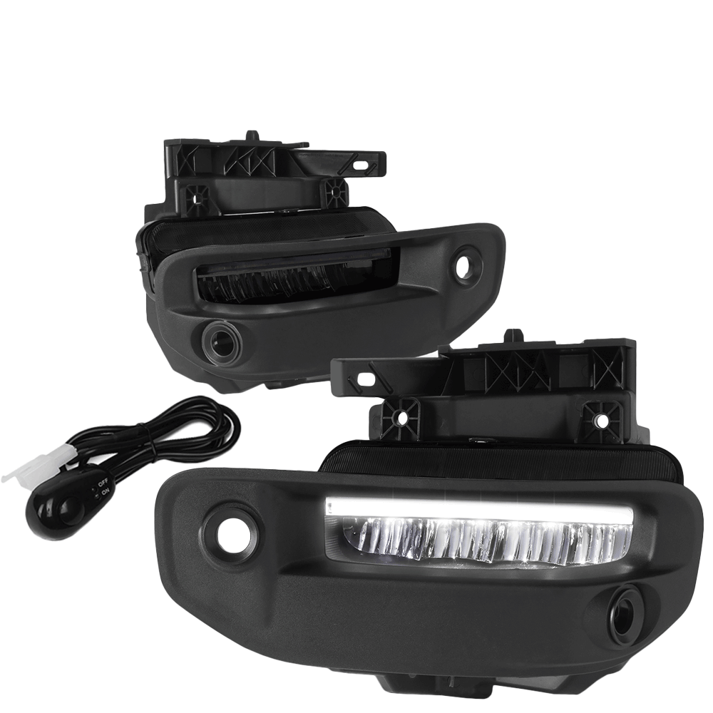 Smoked Lens LED Front Bumper Fog Light Lamps+DRL Bar w/Switch For 19-22 Ram 1500 (DT 5th)