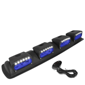 Universal Off-Road 24 LED Blue Lens Quad Roof Mounted Fog Light Oval Lamps w/Switch 38″ x 9″ x 4″