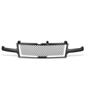 Black Matte Diamond Mesh Style Front Grille w/LED DRL Lights For 99-02 Chevy Silverado 1500 2500/00-06 Suburban Tahoe