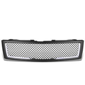 Matte Black Badgeless Diamond Mesh Style w/LED DRL Front Grille For 07-13 Chevrolet Silverado 1500