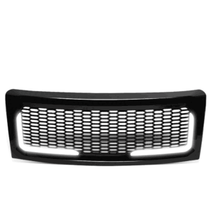Black Matte Honeycomb Mesh Style Front Grille w/L-Shape LED Bar For 09-14 Ford F-150