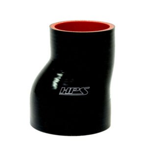 HPS 2″, 2.38″ (51mm, 60mm) ID, 3″ Long Black 4-Ply Reinforced Silicone 1/2″ Offset Reducer Coupler Hose