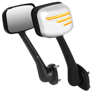 Chrome [Sequential 3-Strip LED Turn Signal] Manual Side View Mirror Assembly For 08-17 Freightliner Cascadia