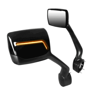 Black [L-Pattern LED Turn Signal] Manual Side View Mirror For 11-21 Kenworth T680/13-21 Peterbilt 579/11-18 587