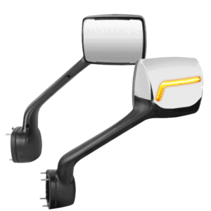Chrome [L-Pattern LED Turn Signal] Manual Side View Mirror For 11-21 Kenworth T680/13-21 Peterbilt 579/11-18 587