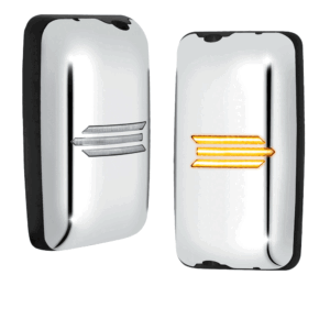 Chrome 24V [Sequential 3-Strip LED Turn Signal] (2PC Large) Manual Side View Mirror Assembly For 05-21 Hino