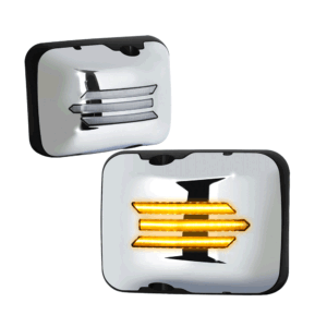 Chrome 12V [Sequential 3-Strip LED Turn Signal] (2PC Small) Manual Side View Mirror Assembly For 05-21 Hino