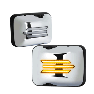 Chrome 24V [Sequential 3-Strip LED Turn Signal] (2PC Small) Manual Side View Mirror Assembly For 05-21 Hino
