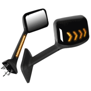 Black [12V Sequential Chasing 4-Arrow LED Turn Signals] Side View Mirror For 18+ International Harvester HV LT MV RH