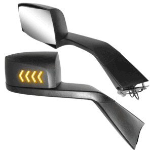 Black [12V Sequential Chasing 4-Arrow LED Turn Signals] Side View Mirror For 18-21 Volvo VNL 300 400 740 760 860
